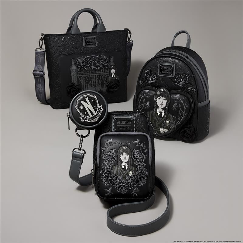 Wednesday Black Roses Cell Phone Crossbody Bag with Coin Bag - Image 3