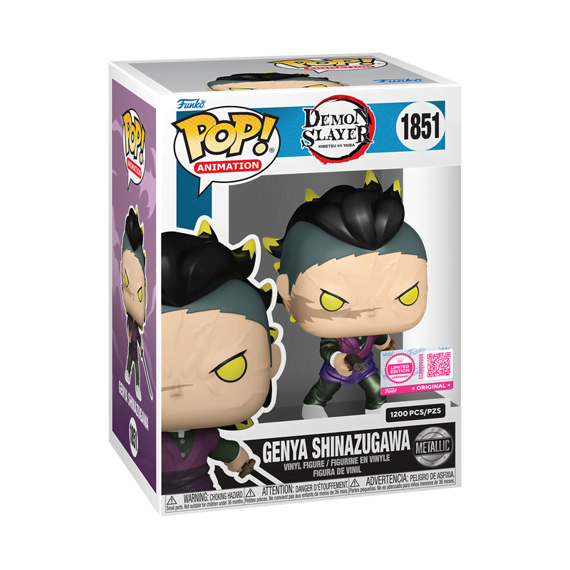 Pop! Genya Shinazugawa (Demon Form) (Metallic) with Pop! Protector - Image 3