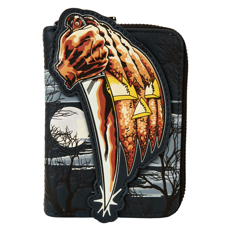 Halloween Michael Myers Jack-O'-Lantern Glow Zip Around Wallet