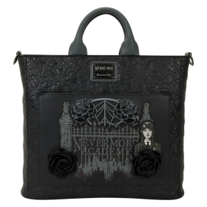 Wednesday Black Roses Convertible Backpack & Tote Crossbody Bag