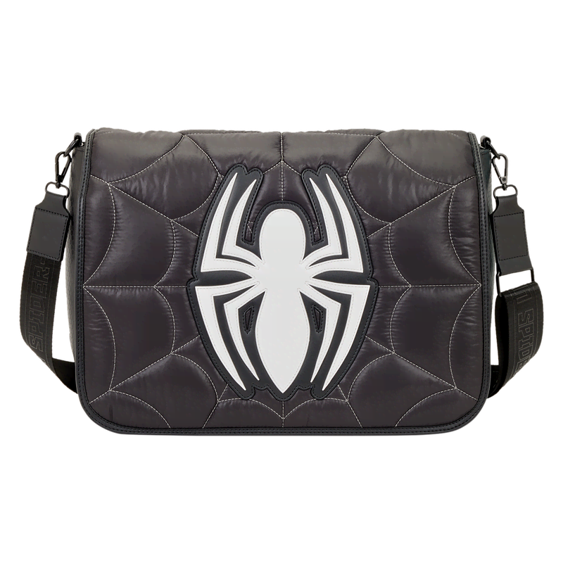 Spider-Man Black & White Suit Quilted Messenger Crossbody Bag