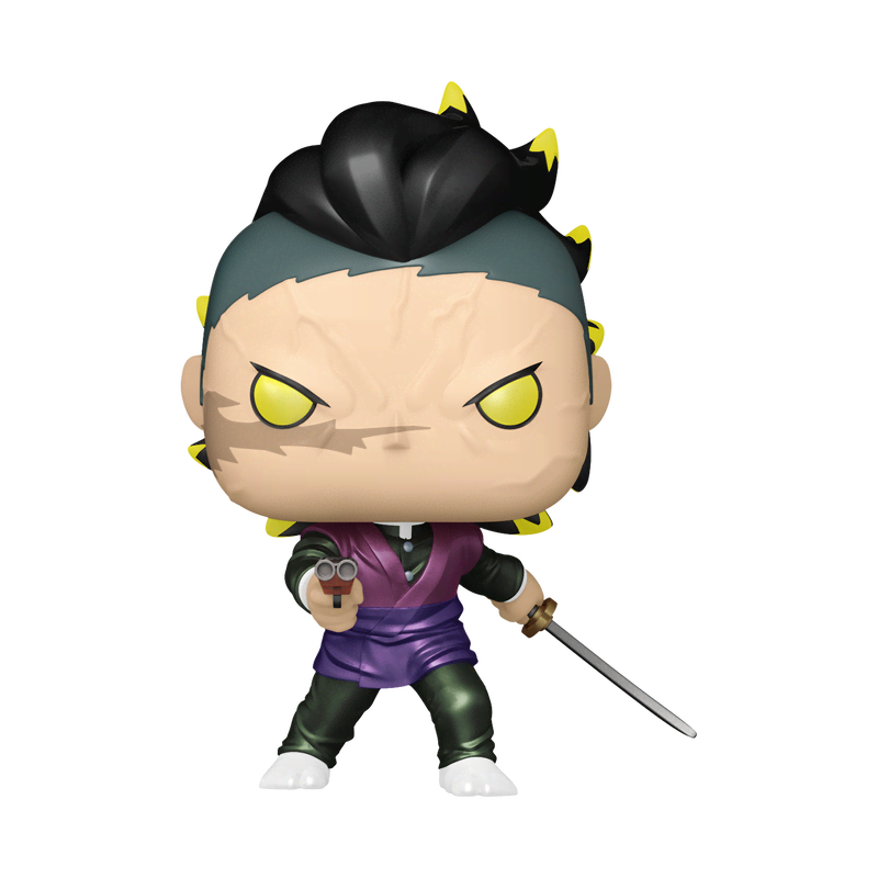 Pop! Genya Shinazugawa (Demon Form) (Metallic) with Pop! Protector - Image 2