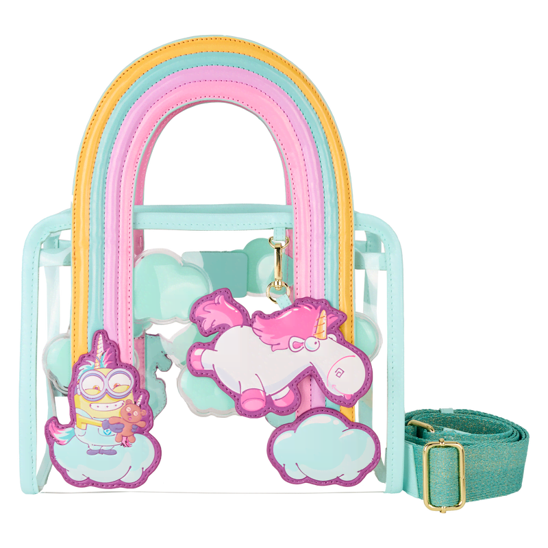 Minions Fluffy Unicorn Rainbow Clear Mini Tote Crossbody Bag