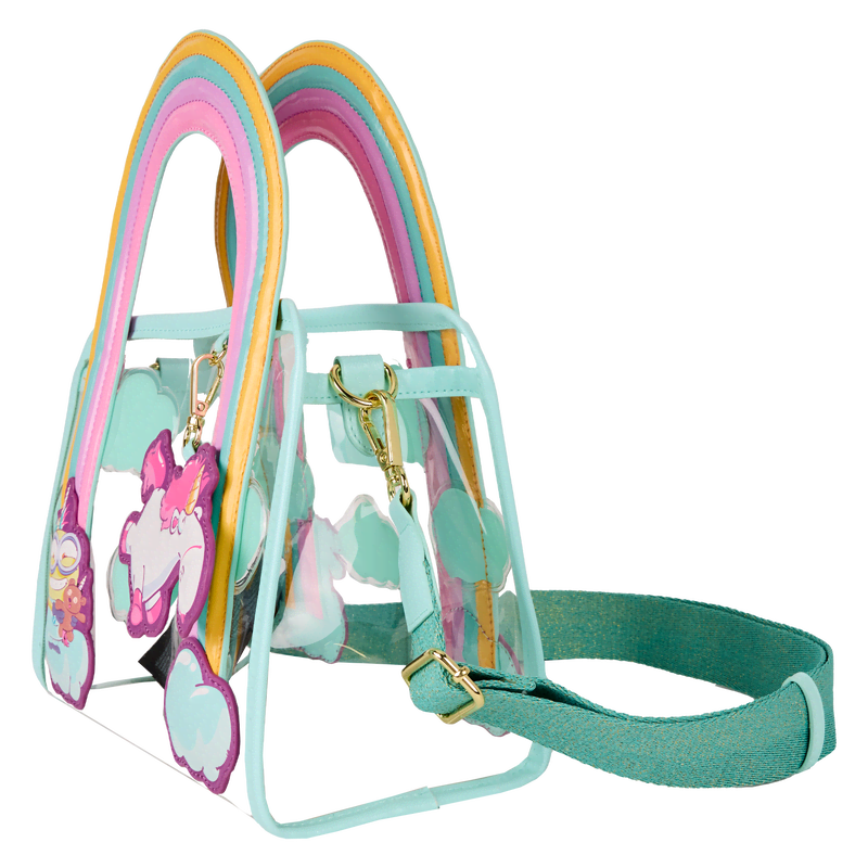 Minions Fluffy Unicorn Rainbow Clear Mini Tote Crossbody Bag - Image 3