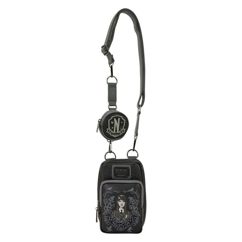 Wednesday Black Roses Cell Phone Crossbody Bag with Coin Bag - Image 5