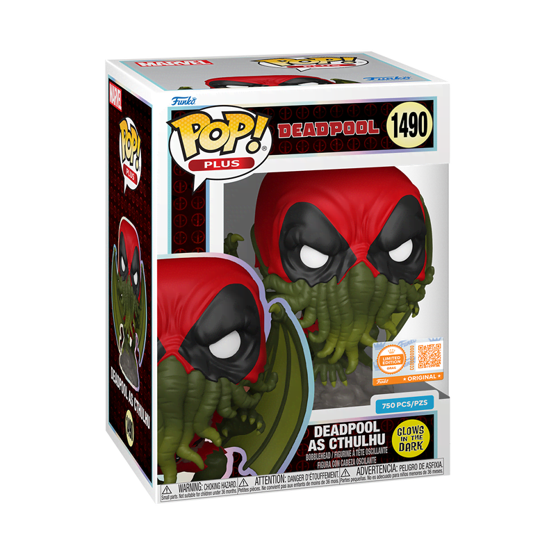 Pop! Plus Deadpool as Cthulhu (Glow) with Pop! Protector - Image 2
