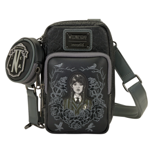 Wednesday Black Roses Cell Phone Crossbody Bag with Coin Bag