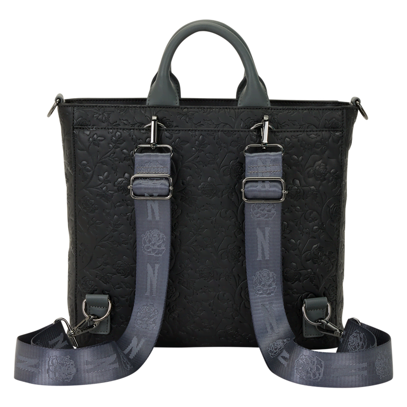Wednesday Black Roses Convertible Backpack & Tote Crossbody Bag - Image 5